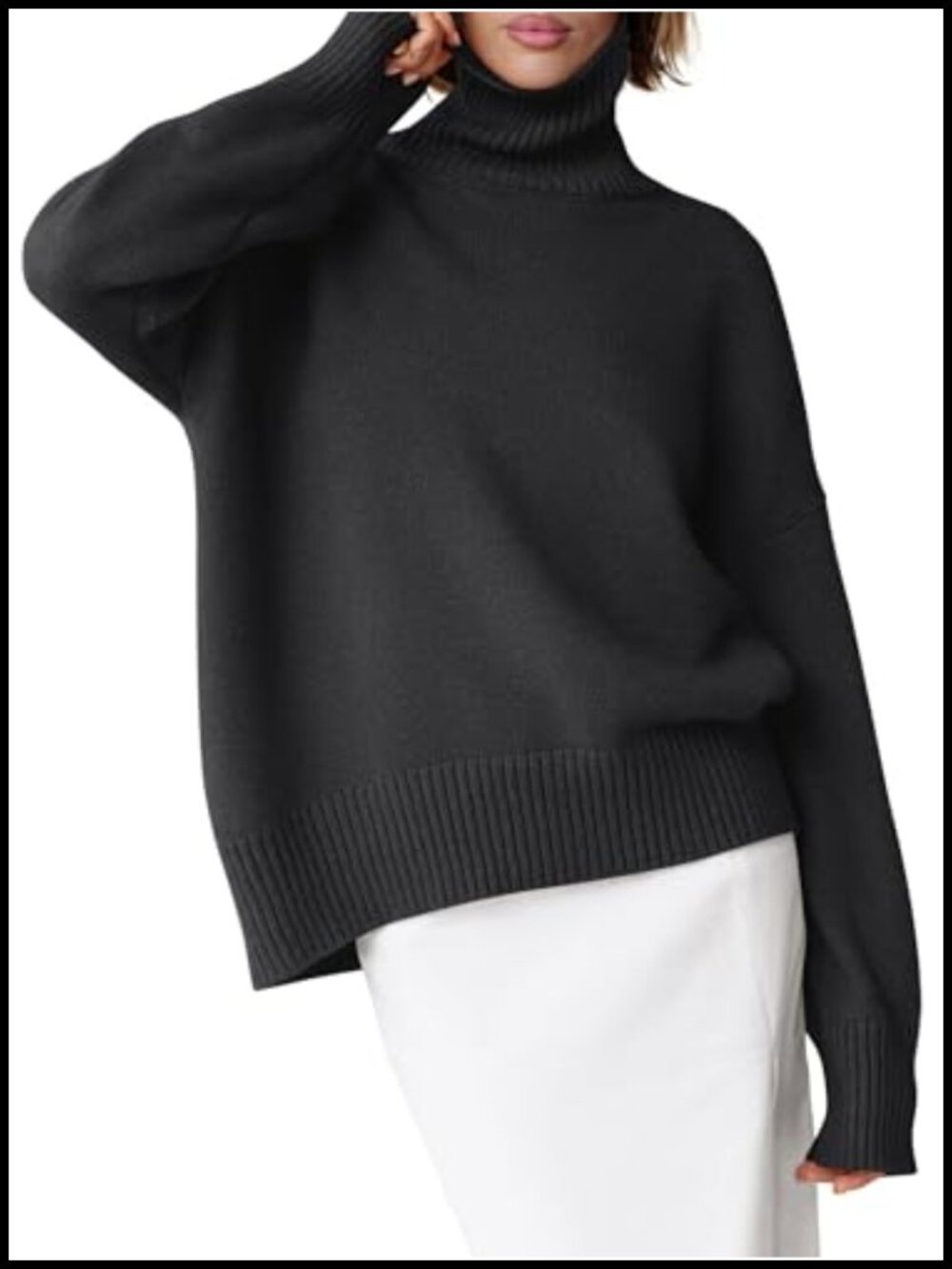 Womens Turtleneck Oversized Long Sleeve Knit Sweater Pullover